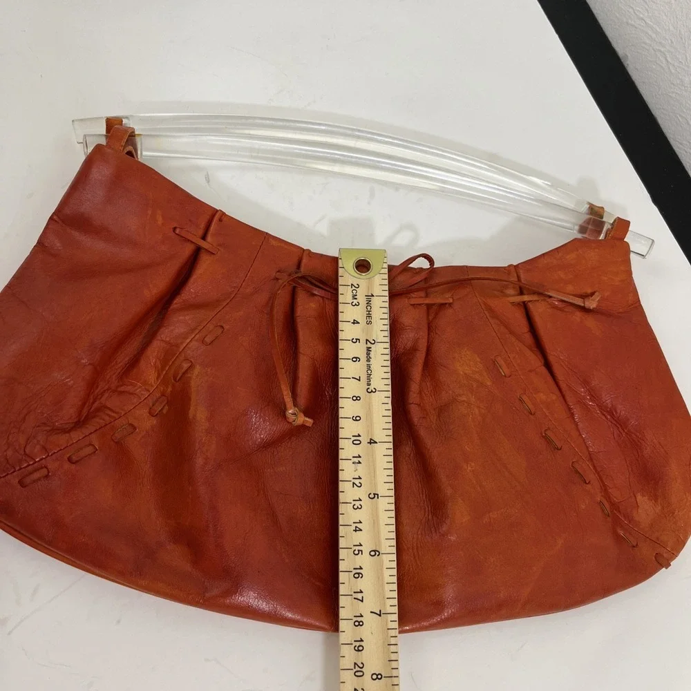 Via Spiga VTG Leather Hobo Bag Orange Rust Clear Lucile Handles *READ* Blotchy